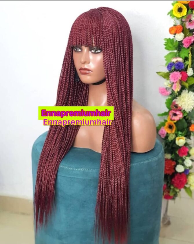 bangs box braids