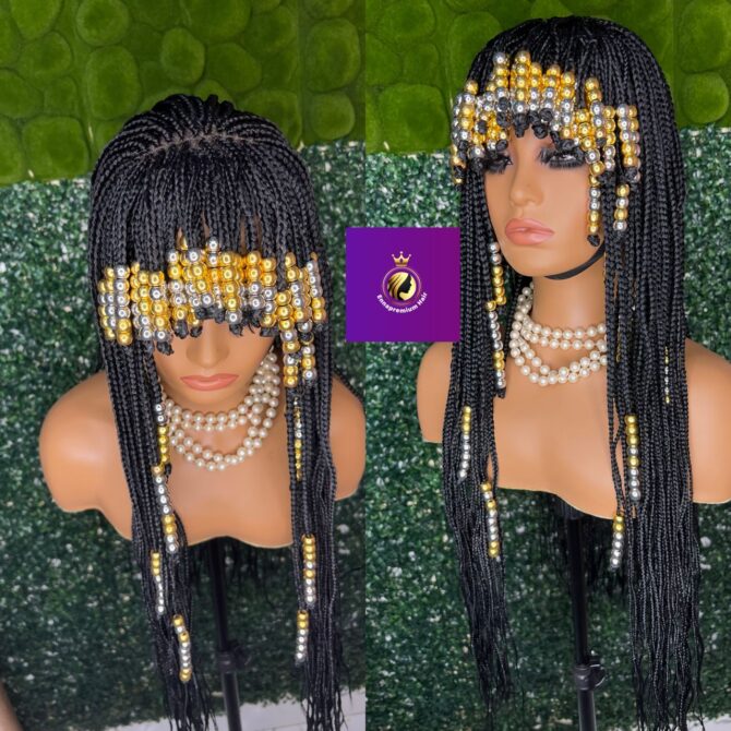 bangs braids with beads