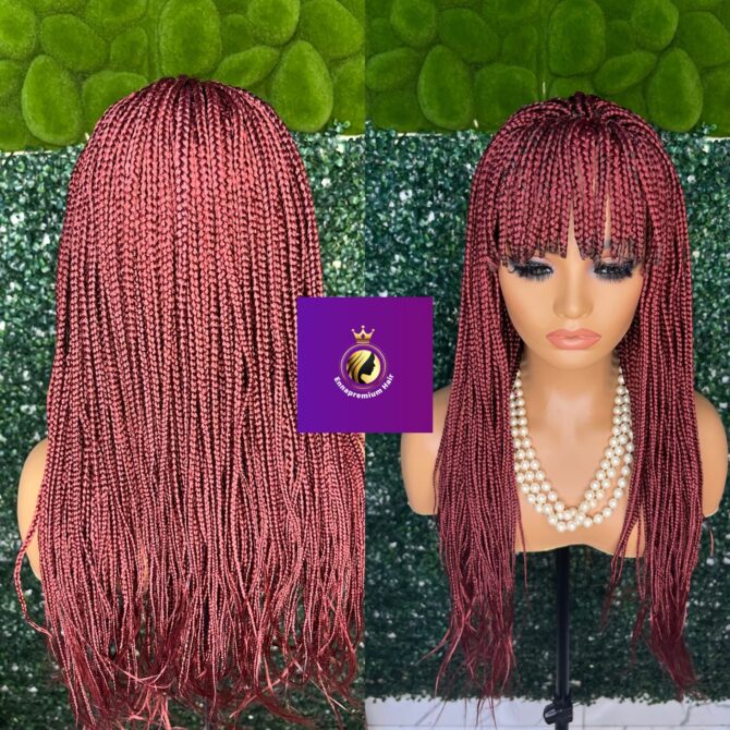 bangs box braids