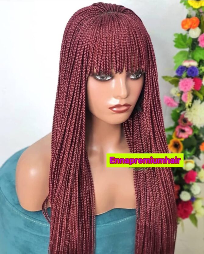 bangs box braids